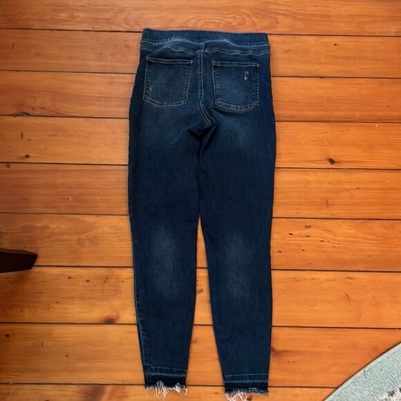Spanx Sz M Md/Dk Rinse Raw Hem Jegging Control Jeans - Picture 7 of 10